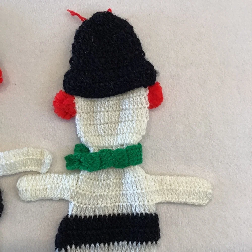Set Of 2 Snowman Christmas‎ Stockings Handmade Crocheted Holiday
